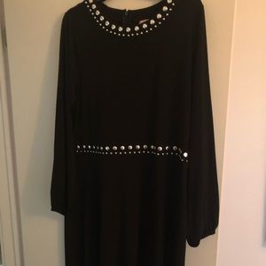 MICHAEL Michael Kors black stretchy dress with silver decorative accents